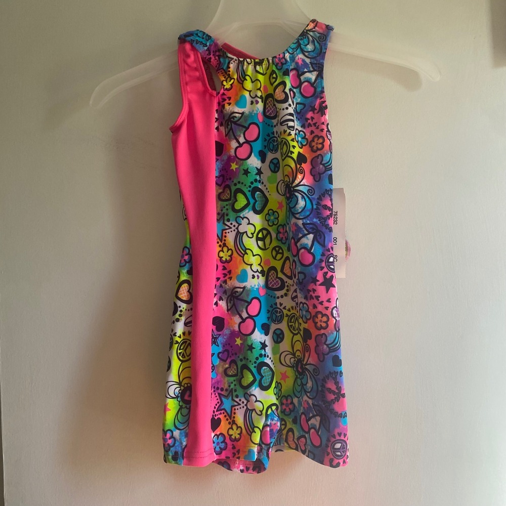 Axis Activewear Girls‎ 4-6 Child Leotard Dress Rainbow Peace Hearts Stars
